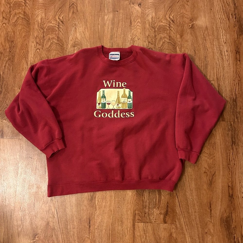 Hanes Red Wine Goddess Graphic Crewneck Sweatshirt